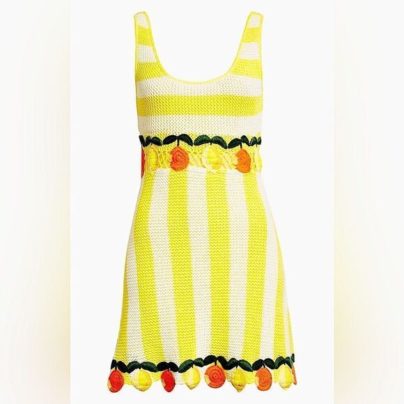 STAUD Vivia Crochet Citrus Mini Dress NWT - Picture 2 of 11